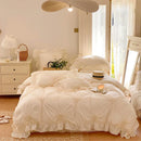 GobekUsa Korean Princess Style Pure Cotton Bedding Set with Ruffles and Heart Pleat