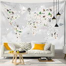GobekUsa Cartoon Animals Map Tapestry Wall Hanging for Cute Children's Room Decor