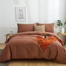 GobekUsa Cotton 4pcs Bedding Set Double Queen Solid Color Duvet Cover Flat Bed Sheet