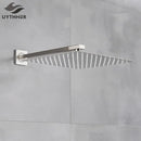 GobekUsa Brushed Nickel Rainfall Shower Head with Shower Arm - Ultra Thin Top Sprayer