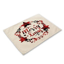 GobekUsa Christmas Linen Dining Table Mats - Festive Home Decor with Santa Claus Print