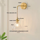 GobekUsa Glass Clear LED Wall Light Fixture, Modern Copper Wall Lamp