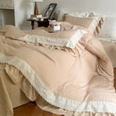 GobekUsa French Lace Ruffles Bedding Set - Soft and Skin-friendly Duvet Cover Set