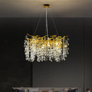 GobekUsa Golden Crystal Tree Chandelier, Luxury Matte Aluminum Art Ceiling Light for Living Room