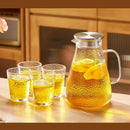GobekUsa Glass Tea Set with Stainless Steel Lid Jug and Cups