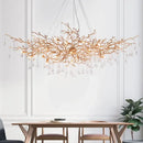 GobekUsa LED Branch Crystal Chandelier Copper Suspension Lights Luxe Ceiling Pendant