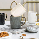 GobekUsa Nordic Gold Rim Mug Set - Light Luxury Ceramic Coffee Cups with Handle