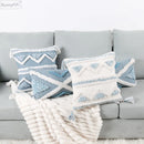GobekUsa Blue Geometric Double Cushion Cover for Home & Car Decor