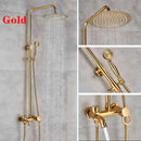 GobekUsa 8" Square Rainfall Shower Faucet Set with Handshower - Wall Mount Single Handle