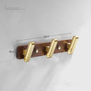 GobekUsa Brushed Gold Wood and Aluminum Robe Hook Towel Hanger for Bathroom and Kitchen