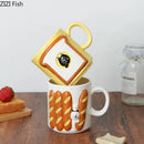GobekUsa Cat & Bread Pattern Ceramic Cup 200ml Coffee Mug Tea Afternoon Teacup Juice Mug