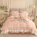 GobekUsa Korean Princess Lolita Bed 4-Piece Set in Solid Washed Cotton
