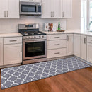GobekUsa Grey Plaid Kitchen Rug Blue Lattice Long Absorption Doormat in Striped Design