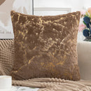 GobekUsa Golden Fur Cushion Cover White 43x43 - Luxury Home Decor Pillow Case