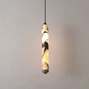 Black Natural Stone Cylinder Pendant Light