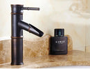 GobekUsa Black Bronze Waterfall Faucet Bamboo Bathroom Sink Tap High Arch Mixer