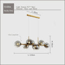 GobekUsa Black Gold Molecule Glass Ball Chandelier Modern Loft Lamp Living Room Kitchen Island Light