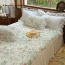 GobekUsa Lace Ruffles Bed Skirt Set with Pillowcases for 1.2-2M Beds