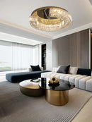 GobekUsa Crystal Luxe C-Shape LED Ceiling Lamp Gold Finish