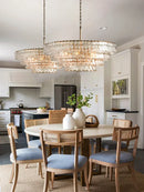 GobekUsa Brown Glass Pendant Lights for Dining Table Chandelier, Oval Clear Round Suspension Lamp