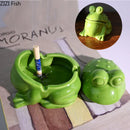 GobekUsa Frog Ceramic Ashtray with Lid - Windproof Smoking Accessory