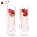 GobekUsa Double Wall Stemless Champagne Glasses Set for Wedding - 6Pcs