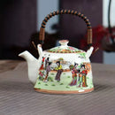 GobekUsa Blue and White Porcelain Teapot 900ml Clay Heated Kettle Puer Tea Cup Set