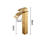 GobekUsa Gold Bathroom Faucet: Brass Rose Gold Basin Waterfall Mixer Tap