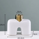 GobekUsa Gold Geometry Ceramic Vase Desk Decoration Modern Floral Room Decor Vase
