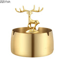GobekUsa Golden Deer Stainless Steel Ashtray | Smoking Accessories Weed Ash Tray Boyfriend Gift