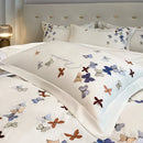 GobekUsa Butterfly Embroidery Cotton Luxury Bedding Set - 4Pcs