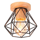 GobekUsa Iron Wood E27 Ceiling Light: Modern Nordic Mini Lamp for Living Room and Bedroom
