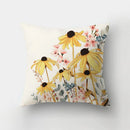 GobekUsa Deer Animal Short Plush Pillowcase with Natural Leaves and Flowers