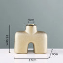 GobekUsa Gold Geometry Ceramic Vase Desk Decoration Modern Floral Room Decor Vase