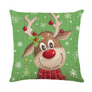 GobekUsa Christmas Santa Claus Linen Pillowcase - Sofa Cushion Cover, Decorative Living Room Pillow Cover