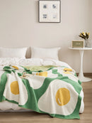 GobekUsa Cute Poached Egg Blanket Throw - Kawaii Fried Egg Pattern Cozy Knit Blanket for Living Room and Bedroom