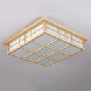 GobekUsa Japanese Wooden Square LED Ceiling Lights for Modern Living Room and Kitchen