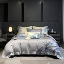 GobekUsa Blue Tides Waves Embroidery 1200TC Luxury Bedding Set with Duvet Cover, Sheet, Pillowcases