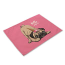 GobekUsa Cute Dog Linen Dining Mats Coasters 42*32cm Home Decor