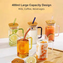 GobekUsa 400ml Square Glass Mug with Lid and Straw | Versatile Party Beverage Cup