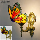 GobekUsa Butterfly Stained Glass Wall Sconces for Home Living Room Bedroom Lighting
