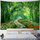 GobekUsa Bamboo Forest Pigeon Path Tapestry: Hippie Psychedelic Wall Hanging for Natural Home Decor