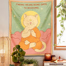 GobekUsa Cat Tapestry Sun Moon Psychedelic Boho Decor for Bedroom & Dorm Room