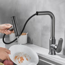 GobekUsa Gray Waterfall Kitchen Faucet Swivel Pull Out Sink Tap Single Hole