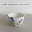 GobekUsa 3D Embossed Tulip Ceramic Coffee Mug - Handcrafted Irregular Flower Cup