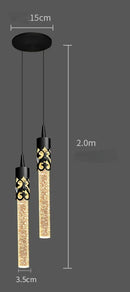 GobekUsa Crystal LED Pendant Lamp Gold Black Chandelier for Dining Living Room