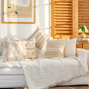 GobekUsa Geometric Tufted Cushion Cover with Handmade Tassels & Patchwork