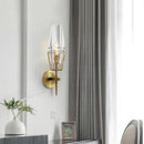 GobekUsa Dimmable Crystal Glass Brass Wall Light for Bedroom and Bath