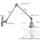 GobekUsa Industrial Adjustable LED Wall Sconce with Clear Glass Shade