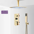 GobekUsa Black Digital Shower Faucet Set with Rainfall Head and All-Metal Mixer Display